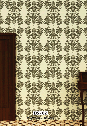Stencil designs for painting on walls, Damask stencil, DS-02 - Decorze