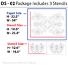 Stencil designs for painting on walls, Damask stencil, DS-02 - Decorze