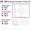 Damask stencils for wall art decals, DS-08 - Decorze