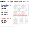 Wall stencil for home wall designs, DS-09 - Decorze