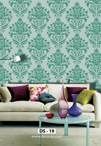 damask pattern, large damask stencil,  DS-19