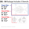 damask pattern, large damask stencil,  DS-19