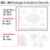 Reusable damask wall stencil, DIY decor, DS-20