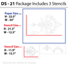 Damask wall stencil design , DS-21