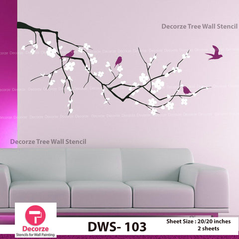 Tree Branch Floral Art painting Ideas | Leaves Branch Stencil | Wall Painting Designs | Painting Ideas DWS-103