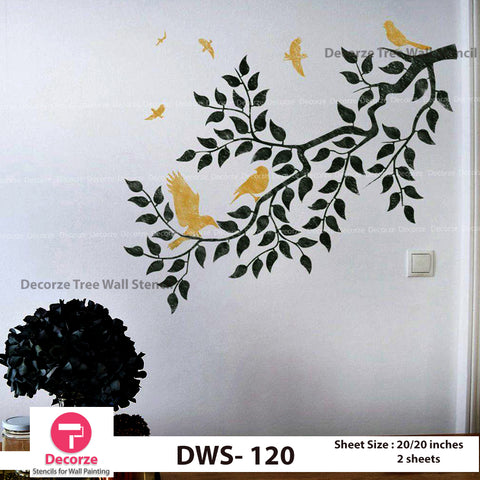 Tree Branch Stencil | Birds stencil | Wall Painting Designs| Painting Ideas DWS-120