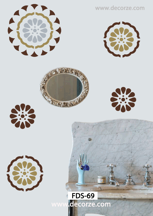 Big flower wall stencil design,FDS-69 - Decorze