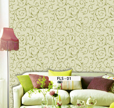Floral Stencil Design for Living Room, FLS - 01