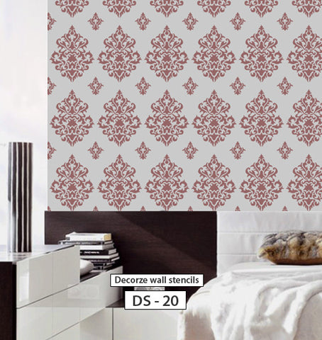 Reusable damask wall stencil, DIY decor, DS-20