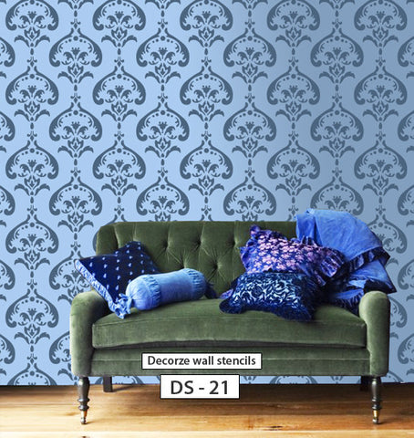 Damask wall stencil design , DS-21