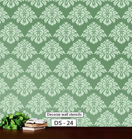 Damask stencil for wall