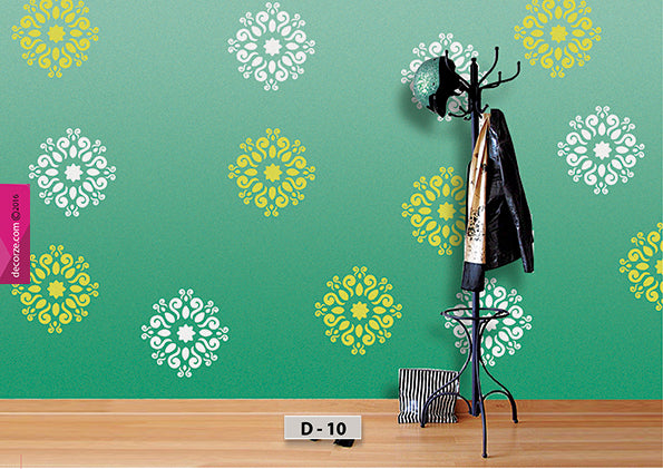 Small motif, DIY wall decor ideas, wall painting designing ideas using stencil, D-10