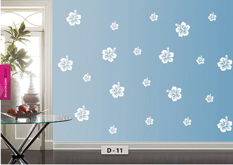 Hibiscus flower design on wall, hibiscus flower painting on wall, Hibiscus stencil, D-11