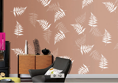 Leaf painting on wall, Leaf Wall Painting design and ideas, Leaf Stencil for wall, D-12