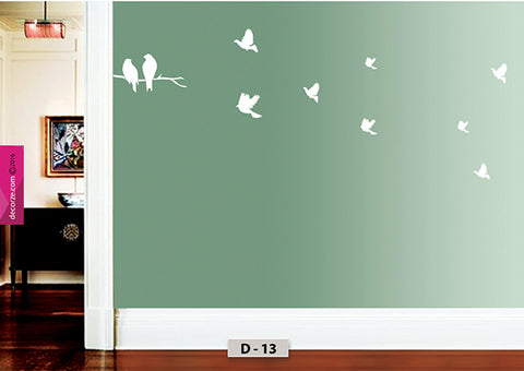Love birds wall painting design, Birds Flying painting on wall, tree branch birds wall painting, D-13