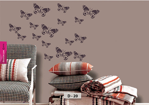 Butterfly stencils are easy and inexpensive to texture paint and wallpaper, Butterfly design Stencil, D-20