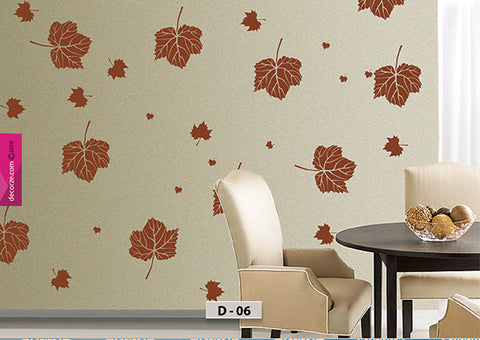 maple leaves design on wall, maple leaves stencil, maple leaves painting ideas, D-06