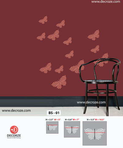 Butterfly Stencils for wall decoration from decorze.com, BS-01