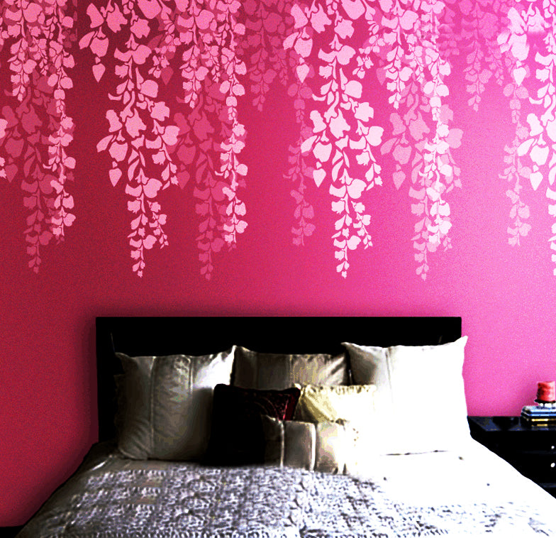 Cherry Blossom Stencil Bedroom Wall Painting Ideas Bedroom Wall cherry-blossom-stencil-bedroom-wall-painting-ideas-bedroom-wall