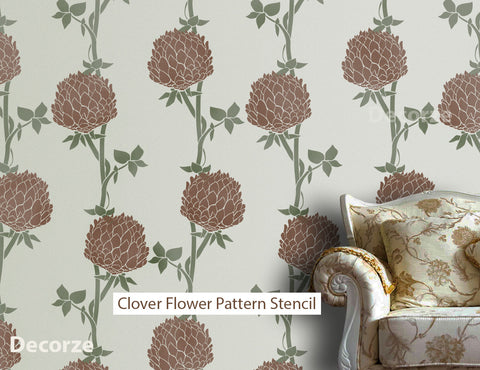 Clover Flower Pattern Stencil for wall decor