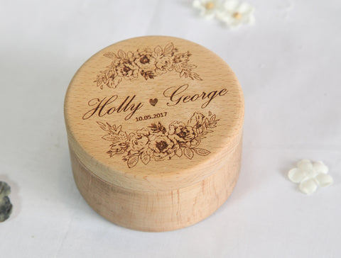 Customize wooden Ring Gift Box Engraved Art