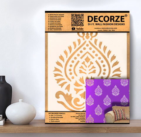 Paisley | Motif | Paisley Pattern | wall stencils | indian designs | wall stencil design -DMWS-76