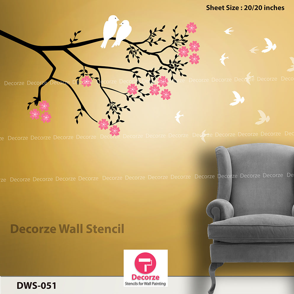 Loving birds paiting ideas| Bedroom Wall painting Ideas. Stencils|Wall Painting Designs| Painting Ideas DWS-51