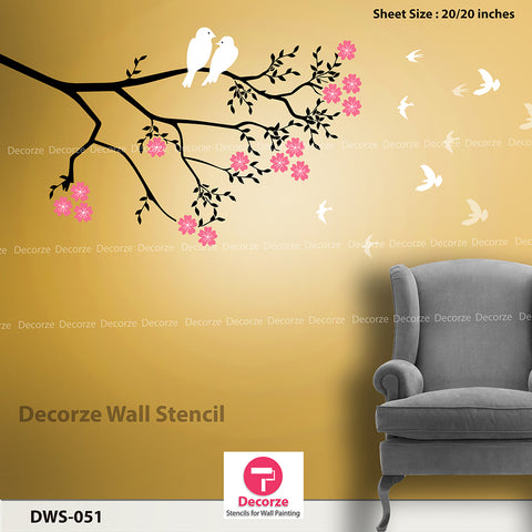 Beautiful Tree branch Stencil | Living Room Wall Painting Ideas  - DWS-051