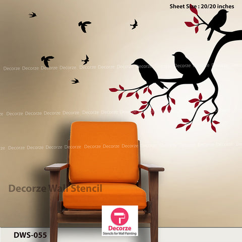 Tree branch stencils | Living room wall painting | Wall Painting Designs | Painting Ideas DWS-55