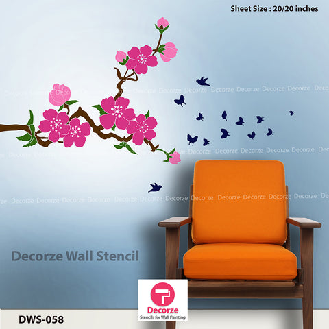 Flower stenciling for wall painting | Wall Painting Designs | Painting Ideas DWS-58