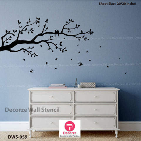 Leaves with branch stencil painting ideas | Wall Painting Designs | Painting Ideas DWS-59