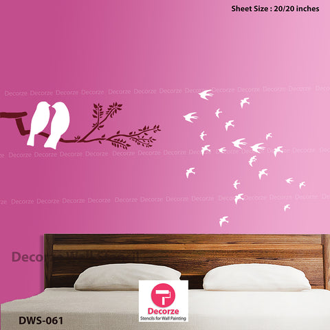 bedroom wall painting ideas| birds flying| loving birds painting| Wall Painting Designs| Painting Ideas DWS-61