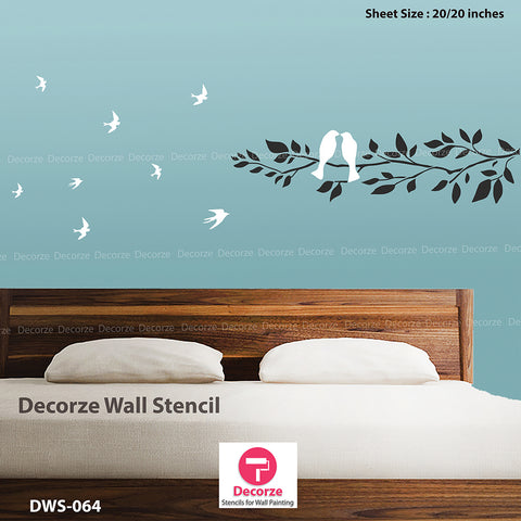 DECORZE Cherry Blossom Stencil For Bedroom Wall Painting