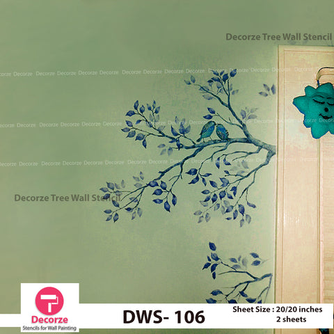 Tree Branch with Birds Stencil | Wall Painting Designs| Painting Ideas DWS-106