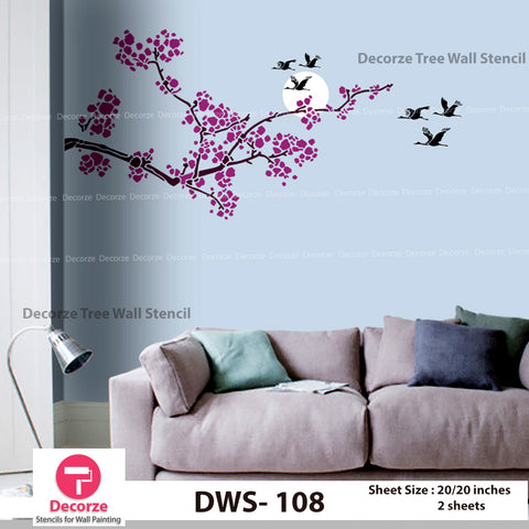 Tree branch stencil for bedroom walls| Wall Painting Designs| Wall Painting Designs| Painting Ideas DWS-108