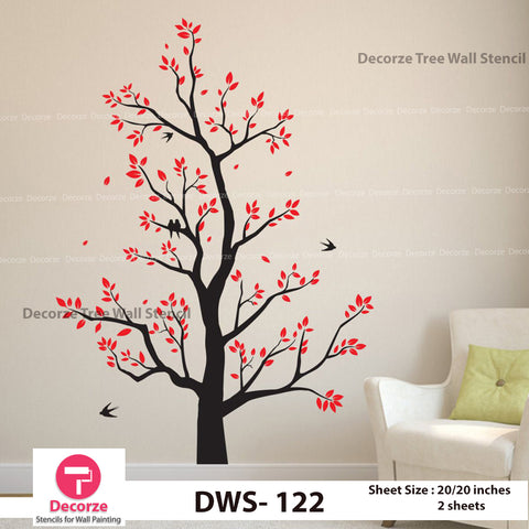 Tree with Birds Stencil | Wall Painting Designs| Painting Ideas DWS-122