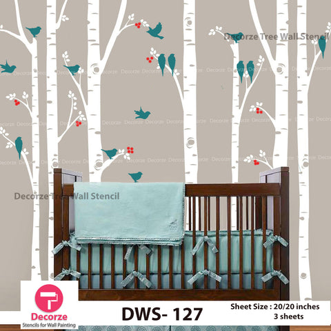 Tree branch with Birds Wall Stencil | Wall Painting Designs| Painting Ideas DWS-127