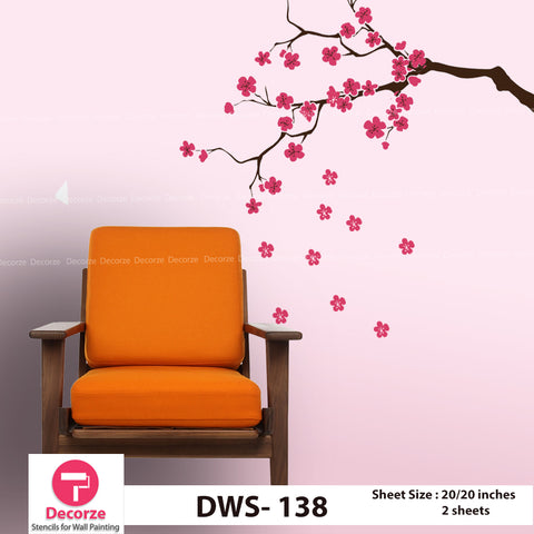 Tree Branch and Cherry Blossom Tree Wall Stencil | Wall Painting Designs| Painting Ideas DWS-138