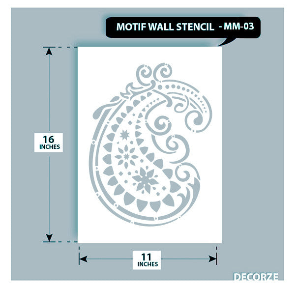 Indian Paisley/Motif Stencil, MWS-07 | Reusable Wall painting Stencils