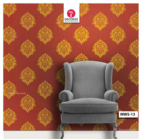 Living room traditional wall painting designs, Paisley, Motif Stencil, MWS-13