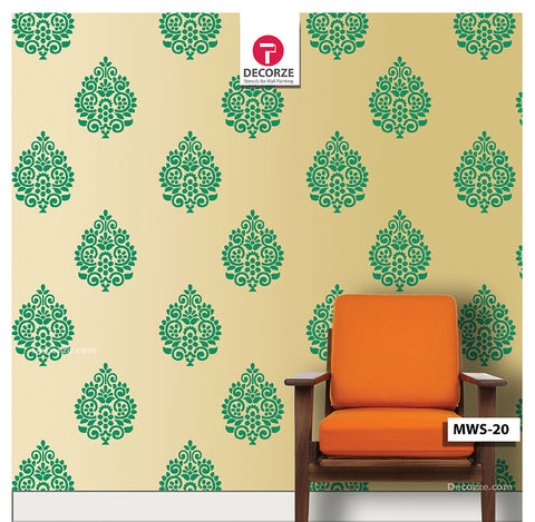 Motif Stencil design for living room wall Painting ideas, Reusable Motif Stencil, MWS-20