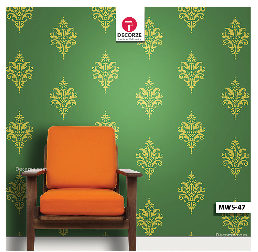 Traditional Motif Stencil for living room wall painting, Paisley/Motif ...