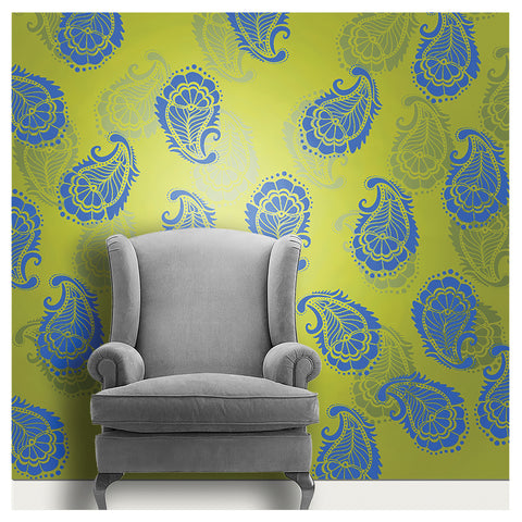 wall painting designs using decorze paisley stencils - MWS-40