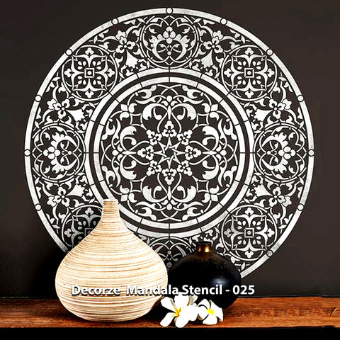 Mandala Art Stencils |  Mandala Pattern Black White | Decorze Mandala Stencils 025
