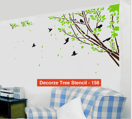 Tree and Birds Stencil Customize Design - 156 - Decorze