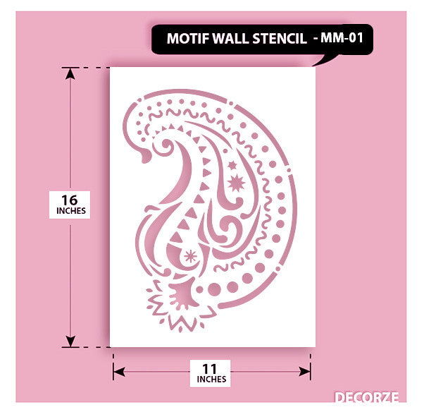 Indian Paisley/Motif Stencil, MM-01 | Reusable Wall painting Stencils