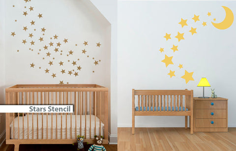 Stars with Moon Stencil customize sizes available
