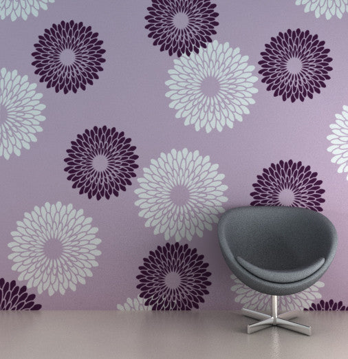 Flower wall stencils and wall product, FS-03 - Decorze