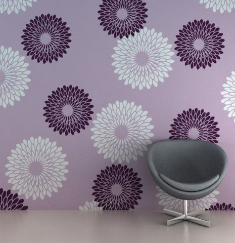 Flower wall stencils and wall product, FS-03